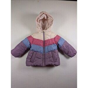 Oshkosh B'Gosh Girls Multi Color Winter Jacket Toddler 2T Colorful Stripe